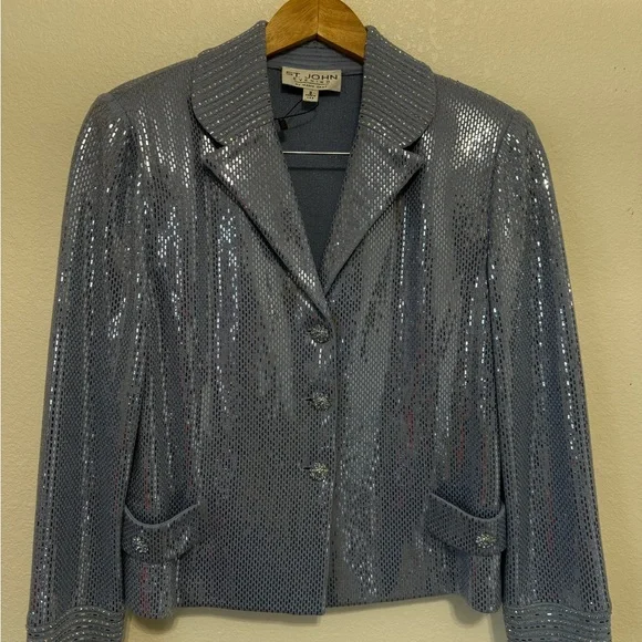 COPY - St. John Blue Sequin Women's Jacket and Skirt - Picture 1 of 7